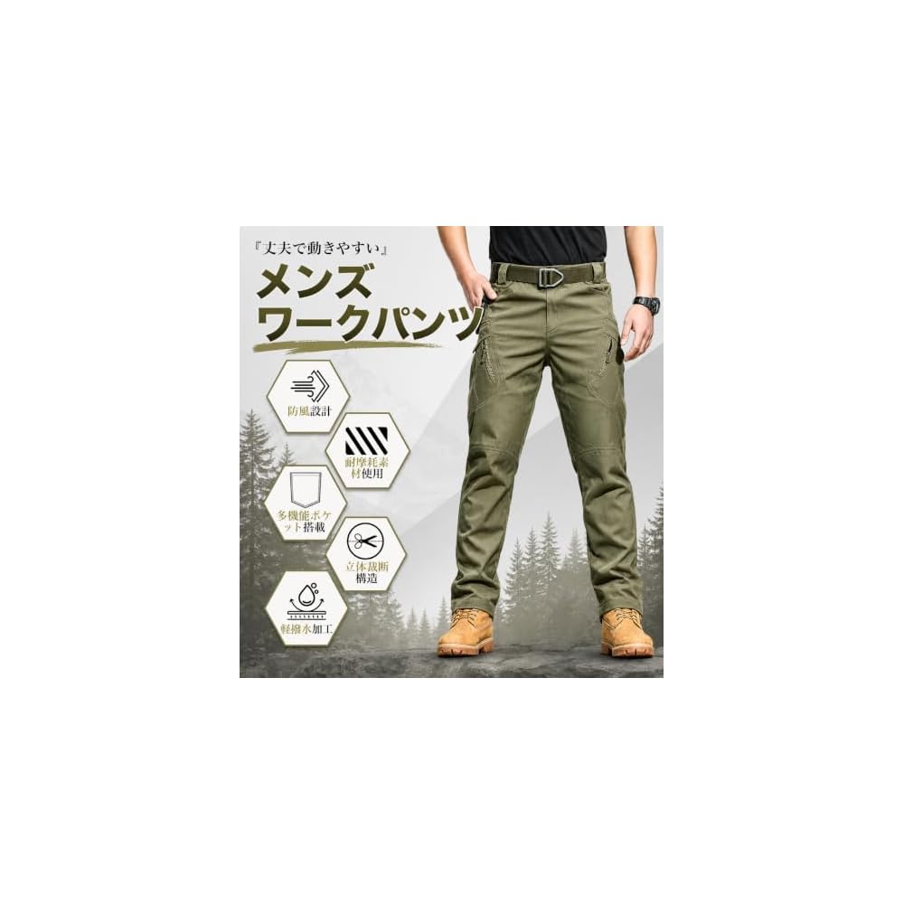 Kayiyasu Outdoor Cargo Pants, Work Bottoms for Men, Multi-functional Pockets, Abrasion Resistant,