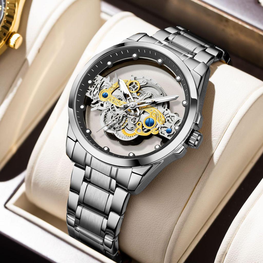 Men's Double-Sided Luminous Automatic Watch - Waterproof & Non-Mechanical
