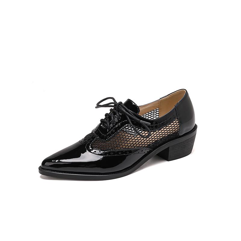 2024 Новые весенние оксфорды из сетчатой ткани, женская обувь, женские туфли-броги, дерби, острый нос, туфли на шнуровке, женская обувь для женщин