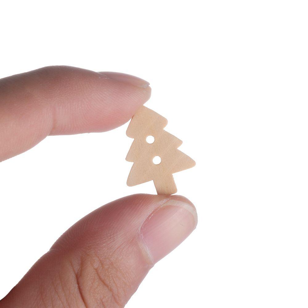 Nature Wooden DIY Crafts Decorative ChristmasTree Pattern Sewing Wood Buttons Scrapbooking