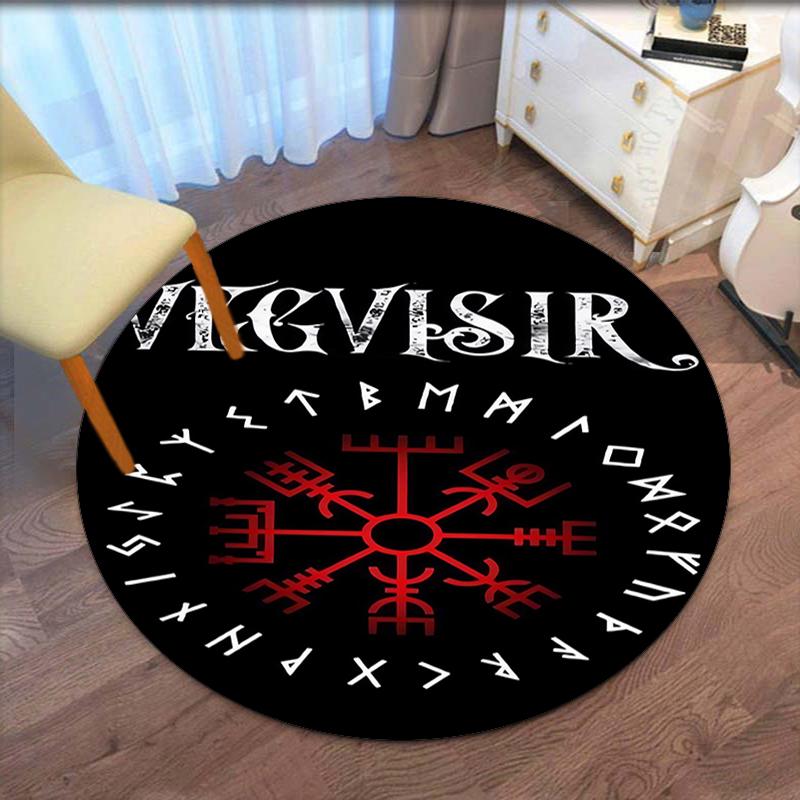 Viking Printed Round Rug Carpet Chair Rug Area Rug Entryway Doormats,for Office Chair Living Room Bedroom Kitchen Room.