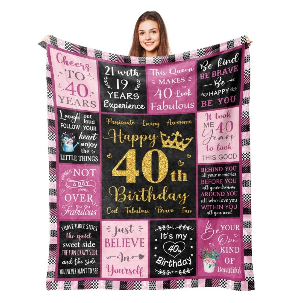80th Birthday Gift Blanket Print Soft and Comfortable Flannel Blanket for Sofa Bed Living Room