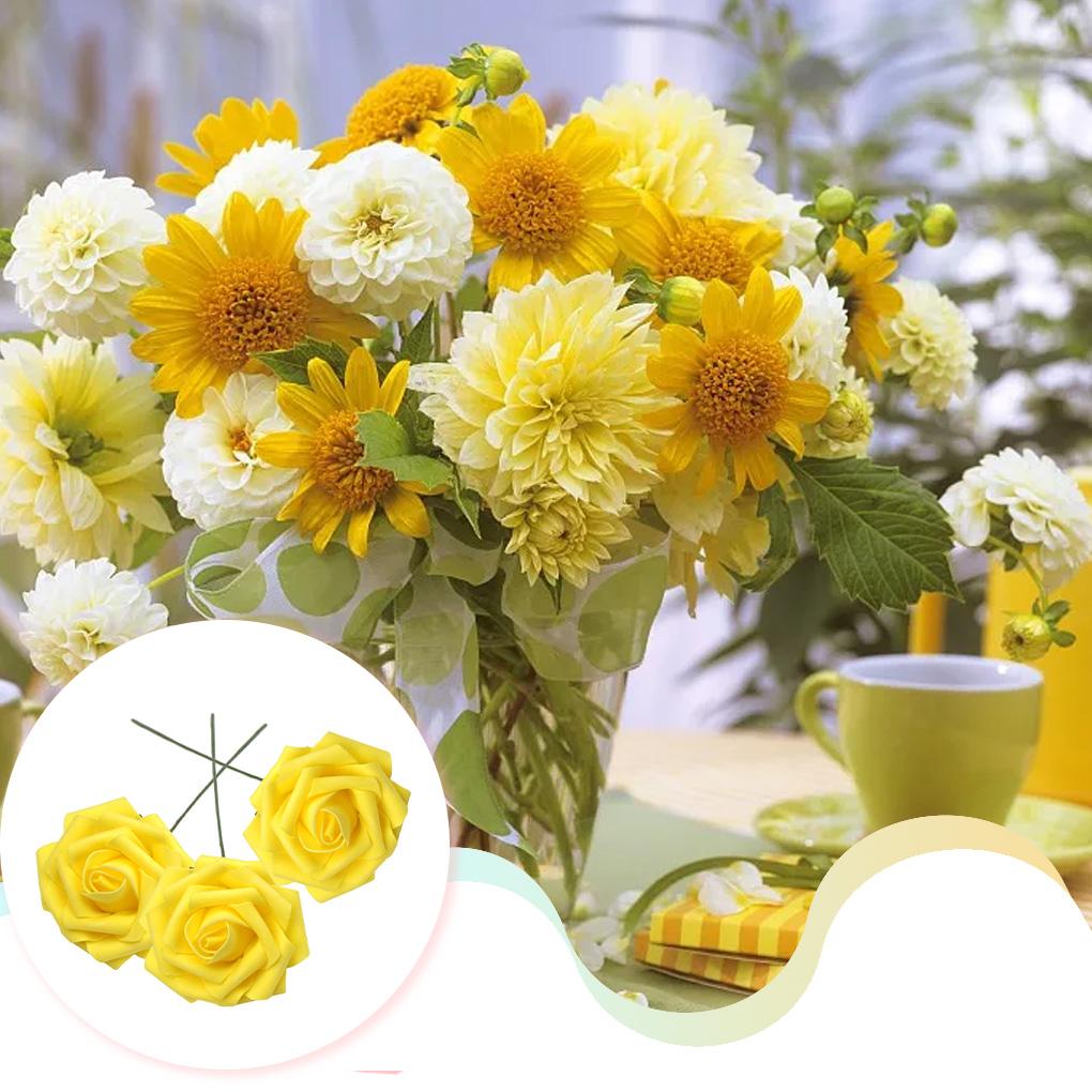 50 шт. Портативные реалистичные искусственные цветы для дома, офиса, отеля, для помещений, улицы, свадьбы, многоразовые имитационные розы