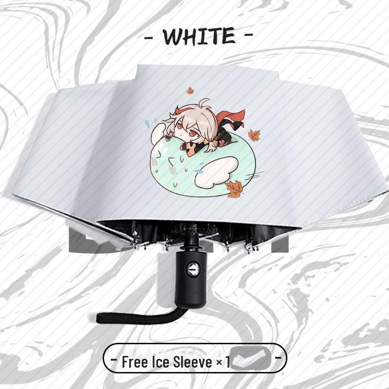 Зонт Genshin Impact Automatic складной с защитой от ультрафиолета для учеников начальной школы - устойчив к ветру, подходит для использования в солнечную и дождливую погоду