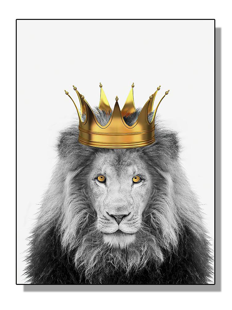 King Queen Lions Wear Crown Posters Canvas Painting Animal Nordic Wall Picture Print For Modern Living Room Home Decoration