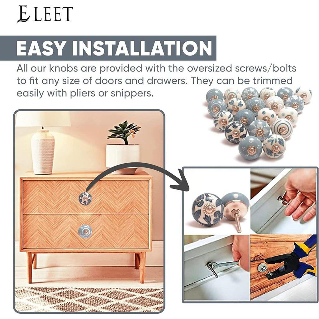 Керамические ручки World Дверные ручки для ящиков Винтажные Ручной работы Синяя мандала Ручка для шкафа для кухни Гардероб Мебель (Разноцветный, Упаковка из 10 штук)