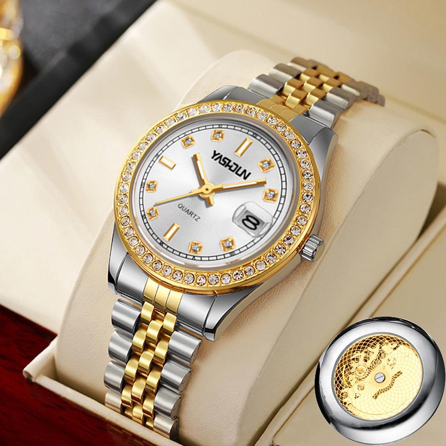 Fashion temperament women's watch automatic mechanical quartz watch waterproof luminous steel strip women's watch