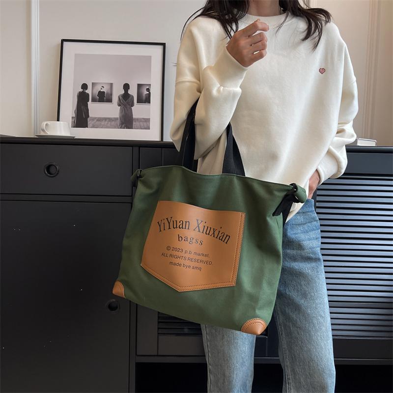 Модная сумка через плечо большой емкости с буквенным принтом, женская новая модная простая сумка, однотонная сумка-тоут