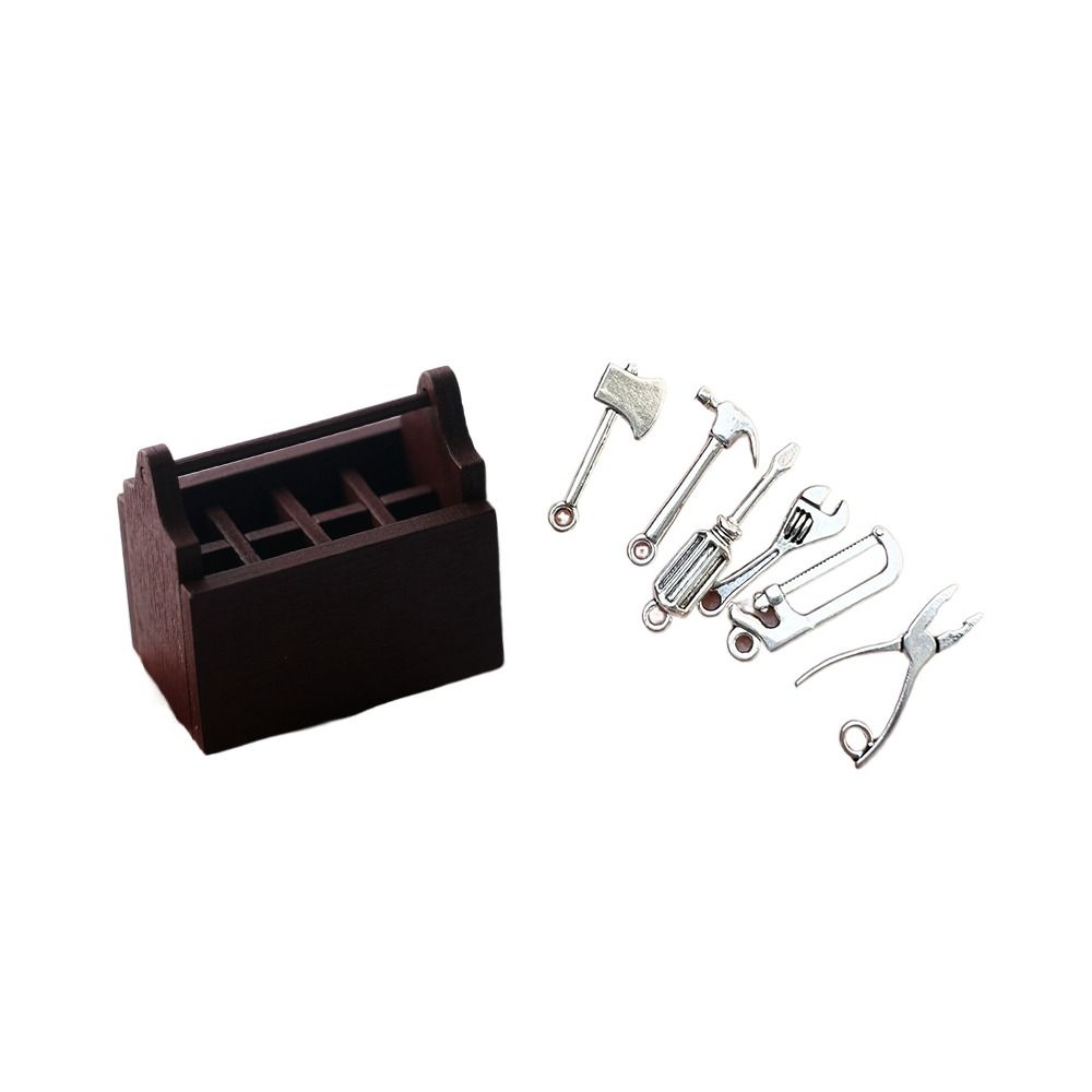 Wooden 1:12 Dollhouse Mini Toolbox DIY Doll House Decor Doll Furniture Accessories Children