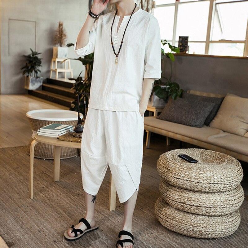 Men's Summer Loose Sports Suit Short Sleeve + Shorts Two-piece Set
