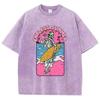 Fashion Women Cotton Washed T-Shirt Endless Summer Skull Surfing Printing Short Sleeve Casual Loose Tee Shirt Vintage Clothes