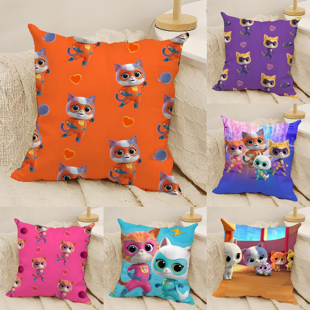 Cute Cartoon S-Superkitties Pillow Case Linen Cushion Covers For Decorative Sofa Home Pillows Case Car Chair Pillows Cases