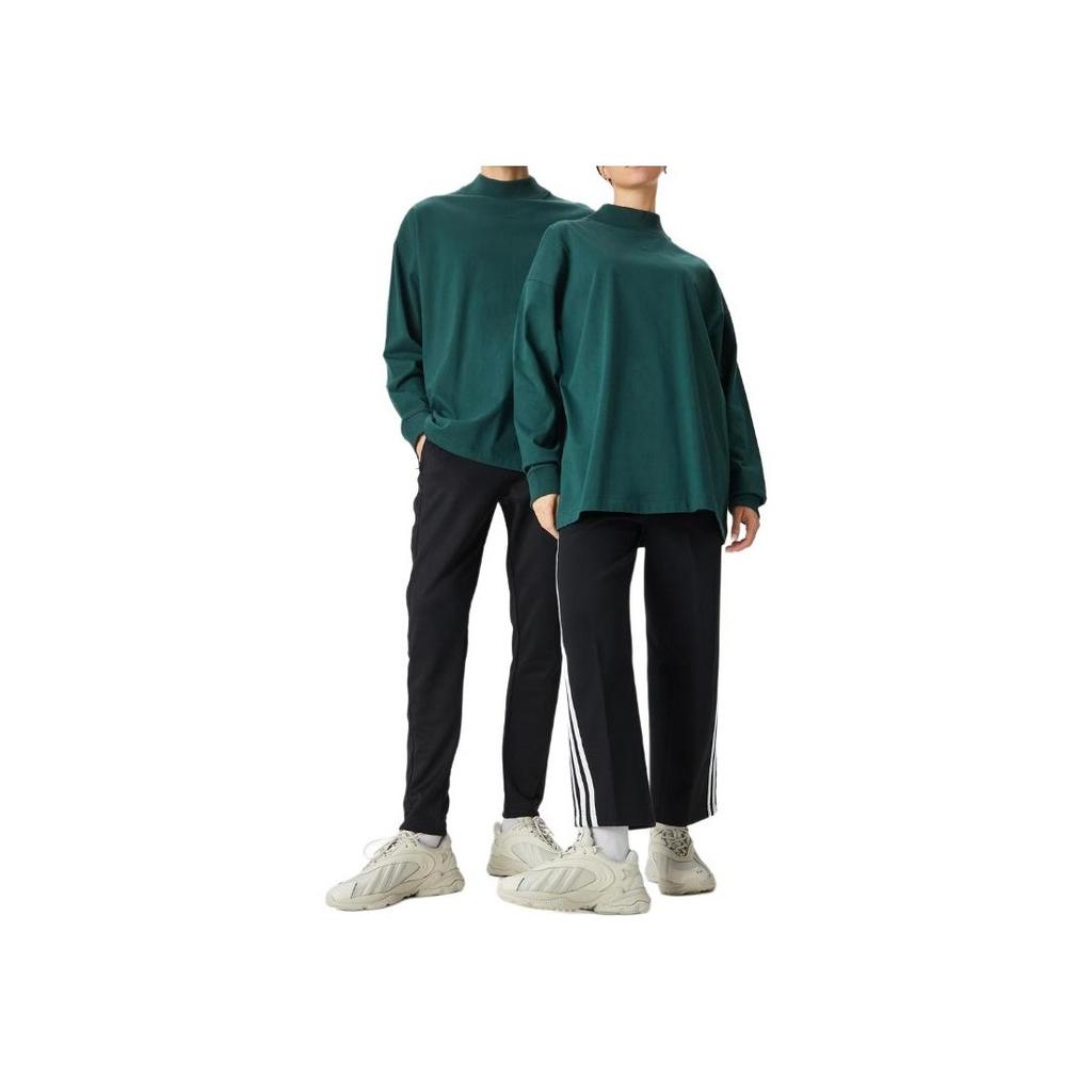 Adidas Футболка с длинным рукавом в баскетбольном стиле с полосатым узором и круглым вырезом унисекс, зеленая IT4507
