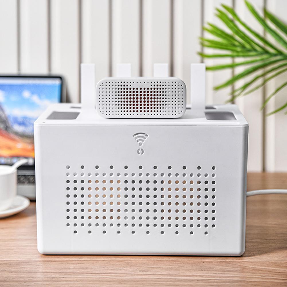 Desktop storage box for router set top box socket cables network cables and power strips with detachable double layer design