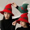 Color Blocked Witch Hat Spire Halloween Hat Knitted Wizard Cap  Photography Prop