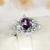 Green Sky's New Egg-shaped Purple Cubic Zirconia Ring with White Diamond Accents and a Floral Vine Design Light Luxury Fashion Women's Engagement