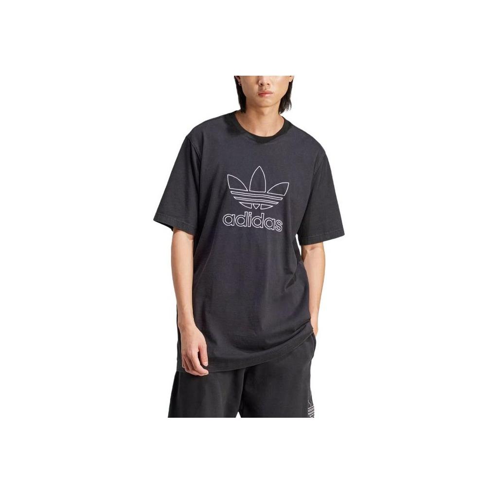 adidas Футболка Adicolor Outline Trefoil черная мужская уличная одежда IU2347