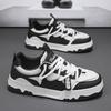 Men'S Shoes Leather Splicing Mesh Breathable Board Shoes Cross Strap Low Top Men'S Casual Sports Shoes