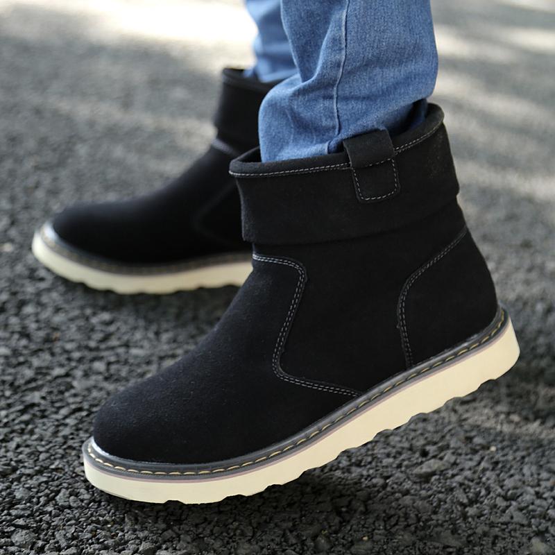 Handmade Genuine Leather Comfy Soft Lined Men Ankle Snow Boots Warm Waterproof Winter Outdoor Cold Weather Footwear