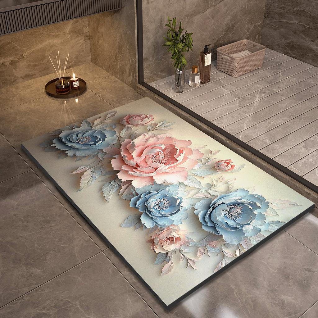 Коврик для ванной комнаты с цветком, нескользящие коврики для ног, впитывающие, быстросохнущие, коврики для душа, коврики для туалета, коврики для двери, моющиеся