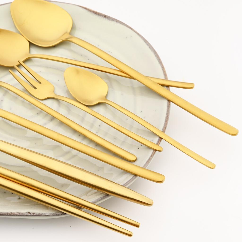 Золотой набор столовых приборов, матовый набор столовой посуды из нержавеющей стали 304, нож, вилка для торта, ложка, палочки для еды, серебро, кухонные столовые приборы, посуда