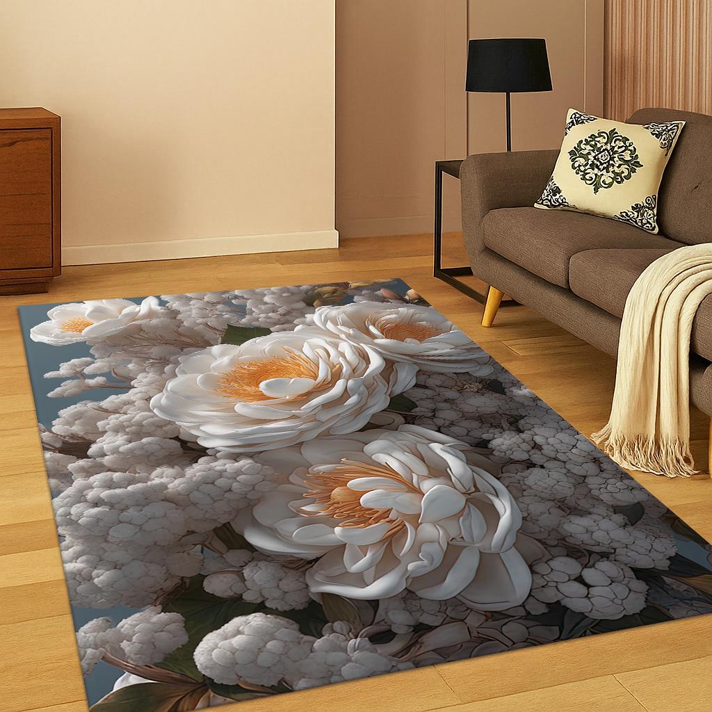 Tappetino per tappeto con fiori freschi con rose 3D per la casa, camera da letto, soggiorno, divano, zerbino, decorazione da cucina