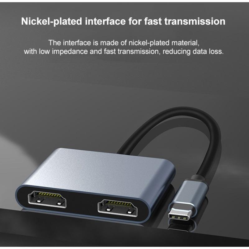 Распределитель 2 в 1, совместимый с Type-C и HDMI, USB3.1 HD 4K, двухпортовый двухпортовый дисплей с одновременным отображением Type-C