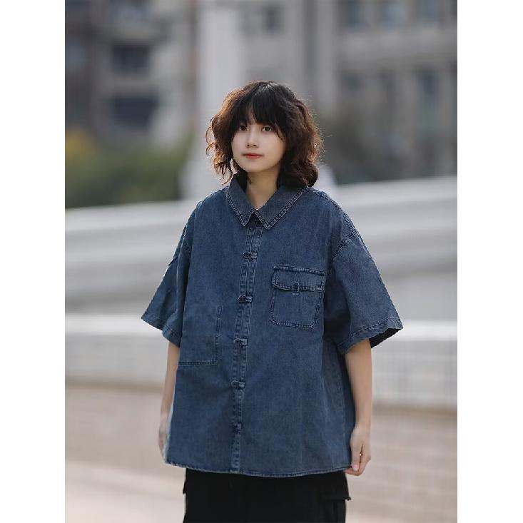 Летняя новая джинсовая куртка в китайском стиле в винтажном стиле для мужчин и женщин, свободный джинсовый топ с ретро-пуговицей