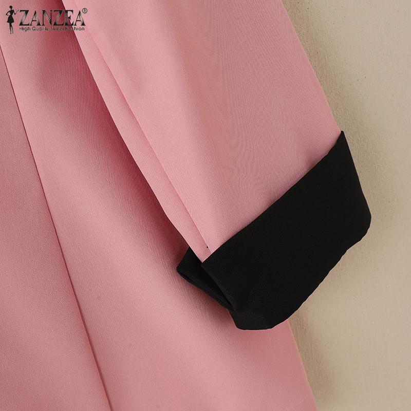 ZANZEA Женский повседневный отложной воротник с рукавом 3/4 свободный кардиган тонкая верхняя одежда