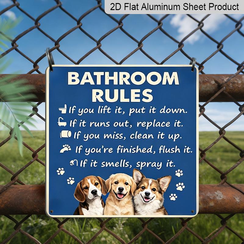 2D Flat, 1pc Vintage Retro Dog-Themed Decoration Aluminum Dog Logo Bathroom Sign - Cute Paw Print Wall Art Suitable for Bathroom, Restroom, Porch