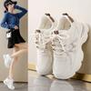 Daddy Shoes Girl 2025 New Thick-soled Comfortable Versatile Breathable Little White Shoes Increase the Inner Height of Hanchao Lightweight Women's