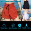 Women 2-in-1 Sports Shorts Qucik-Dry Breathable High Waist Drawstring Running Gym Yoga Shorts