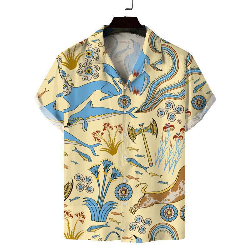 Summer New 2026 Casual Personality Trendy Men's Short Sleeve Shirt