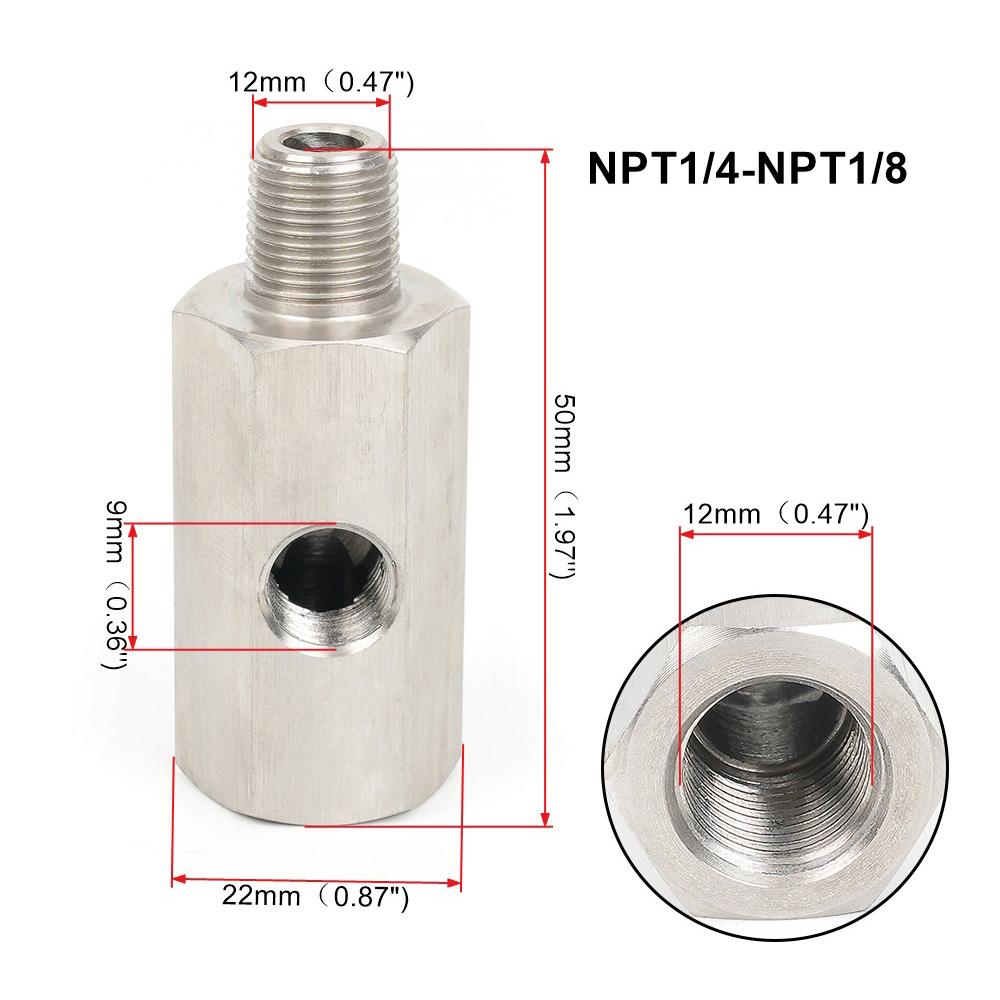 Новый Разъем Датчика Давления Масла с боковыми отверстиями 1/8 NPT Внутренняя Резьба на 1/4NPT 1/8NPT 1/8BSPT M10 M12 M14*1.5 Тройник для линии подачи топлива и манометра
