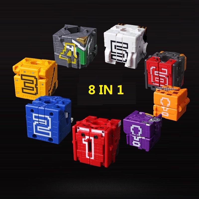 Power Assembling Educational Toys Math Cube Transformation Robot Digits Puzzle Ranger Animals Boy Toy for Kids