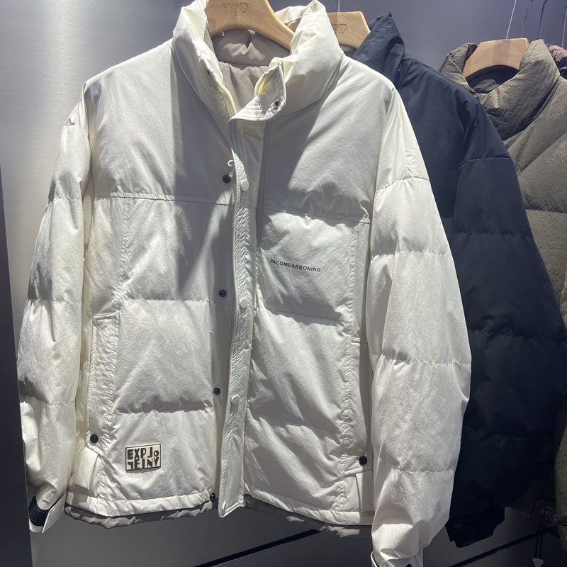 2025 Winter New Style Stand Collar down Jacket for Men, Casual Warm White Duck down Fashionable Student Coat Trend
