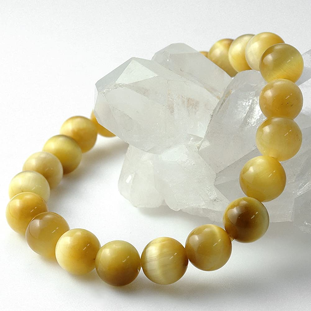 Браслет из золотого тигрового глаза 8 мм L Натуральный камень Камень силы Четки для молитвы Браслет Желтый Амулет на удачу в работе [Shinjuku Ginnokura] Прибл.. 17.5cm (Мужской М,