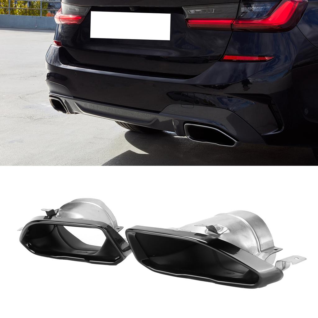 Exhaust Muffler Tips Set End Pipe Trim Replacement for 3 Series  0  1 M Sport M340 2019‑2021