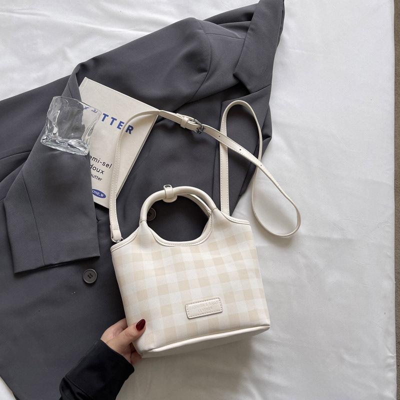 2025 Новая Мода Универсальная Сумка Через Плечо Кроссбоди Премиум Подмышечная Темперамент Клетчатая Сумка Ведро