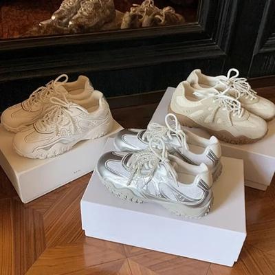 Мягкая кожа Увеличивающие рост Балетные Универсальные Туфли на толстой подошве, Женская Повседневная обувь, Спортивная обувь