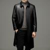 Autumn and Winter New Men's Mid-length Genuine Leather Windbreaker Men's Business Casual Lapel Long Leather Coat Jacket for Men