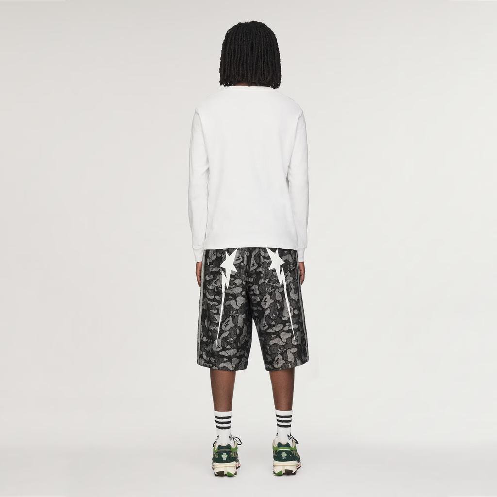 Adidas X BAPE Джинсовые шорты с акулой Черные Унисекс Низ KF4917