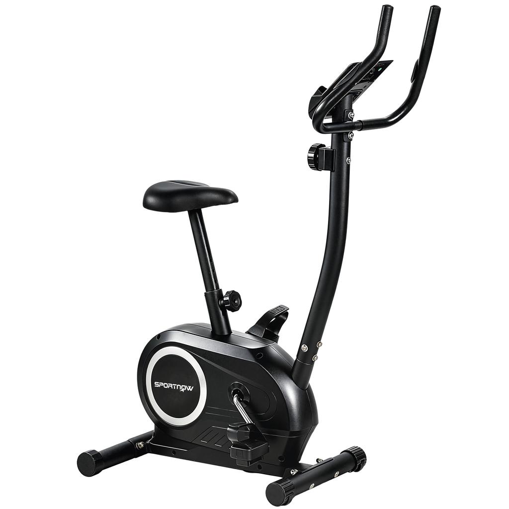 Exercise Bike Height-Adjustable Home Trainer with App Magnetic Resistance LCD Monitor Pulse Sensors Phone Holder