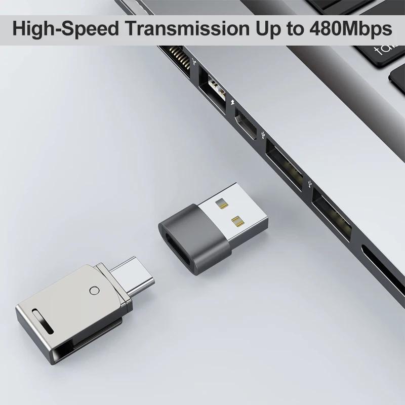 USB C Adapter USB 2.0 Male to USB 3.1 Type C Female Type-C Adapter Aluminum Alloy for Laptop Samsung Xiaomi 10 USB Adapter