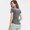 New Women'S Sports Running Fitness Yoga Tight T-Shirt Lightweight Sweat Wicking Quick Drying Mesh Splicing Elastic Short Sleeve