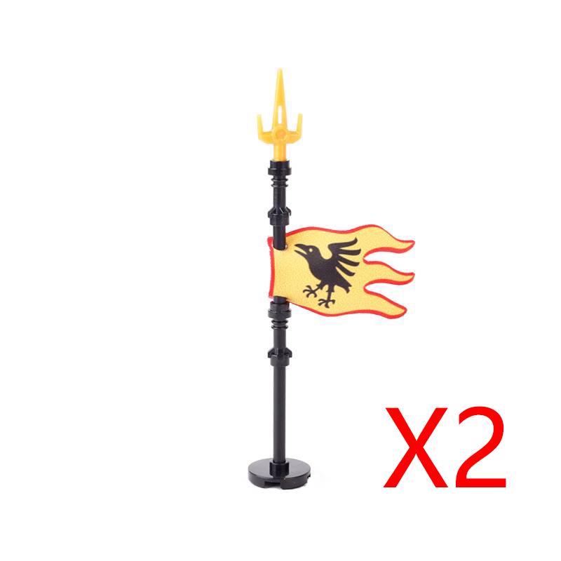 MOC Medieval Building Blocks Soldier Figures Weapons Accessories Armor Shield Flag Transport Ox Horse Mini Brick Toy Gift X010