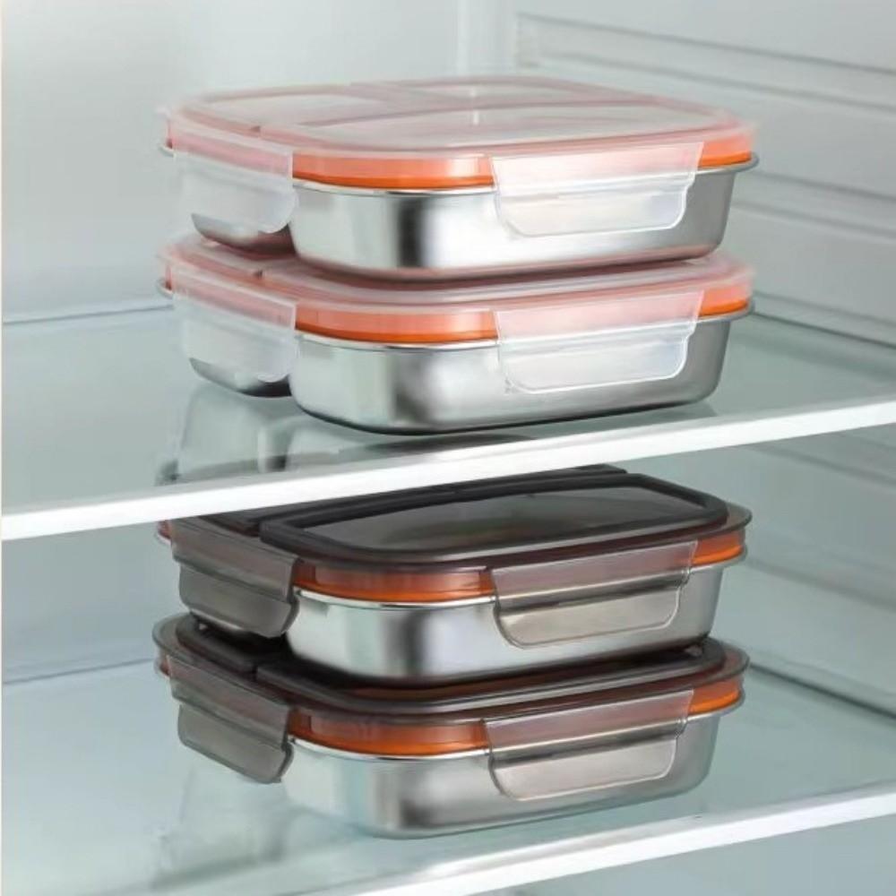 Leak Proof Stainless Steel  Lunch Box 3/ 4 Grids Student Meal Plate Food Container  Microwave Oven