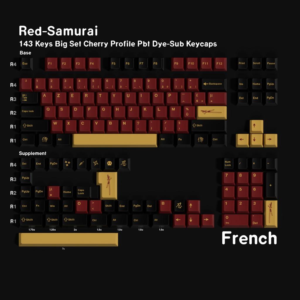 Xiaomi Тема «Красный Воин» 143 клавиши Cherry Keycap PBT Доступно на немецком, французском, корейском, японском, Cangjie и других языках
