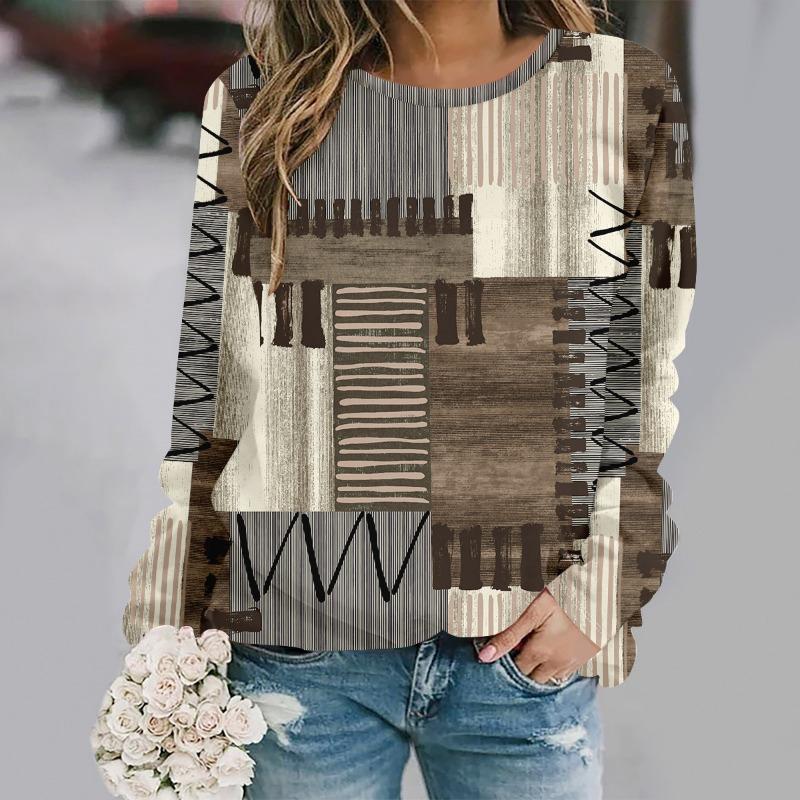 Fashion Floral 3D Print Crew Neck Long Sleeve T-Shirt Casual Women Clothing Y2k Clothes Harajuku Female Clothing Plus Size Tops