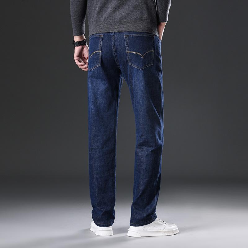 Осенние и зимние мужские легкие деловые прямые джинсы, универсальные брюки, теплые вельветовые свободные брюки для мужчин среднего возраста, отцовские